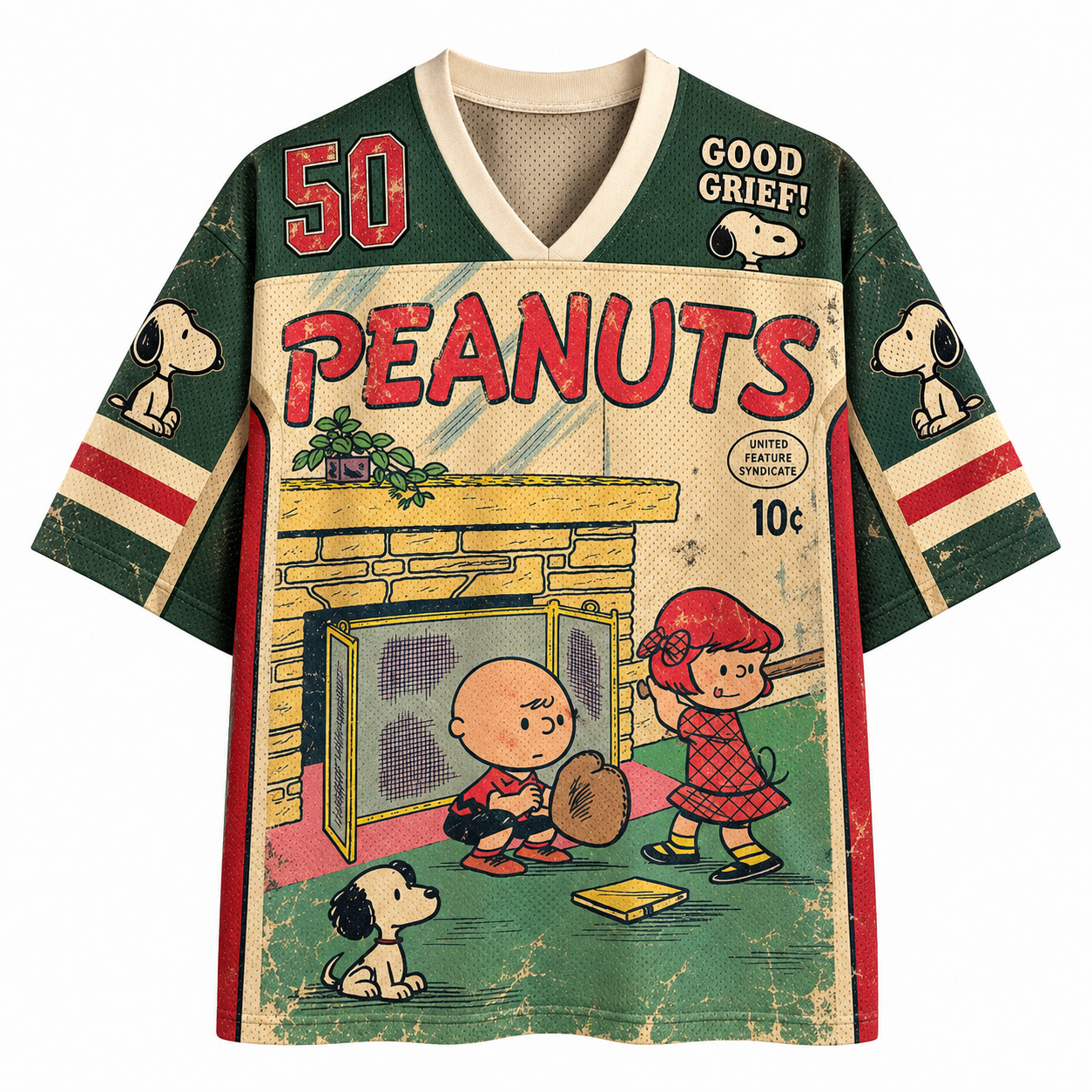 Peanuts Vintage Comic Book Green Jersey