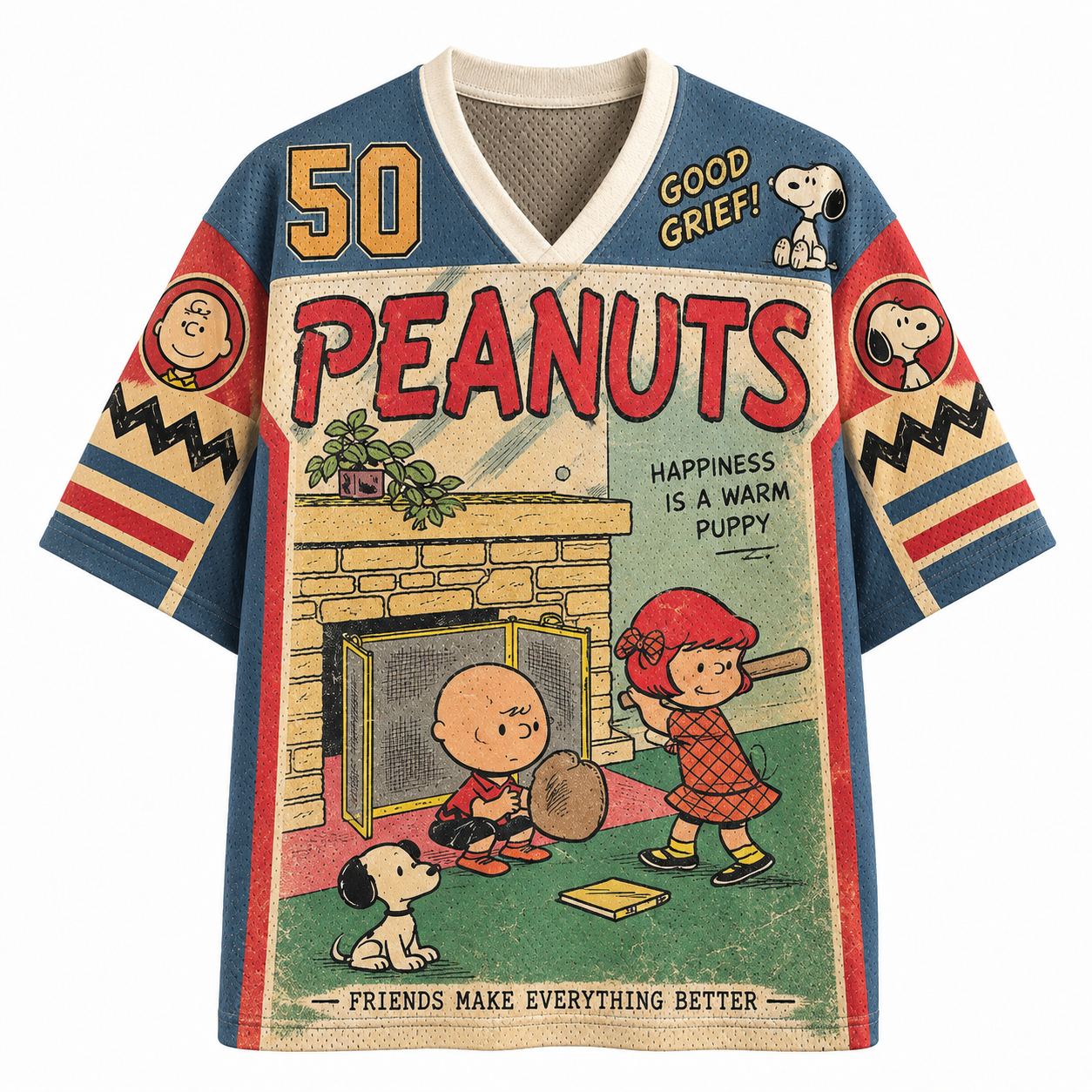 Peanuts Happiness Is A Warm Puppy Baseball Jersey