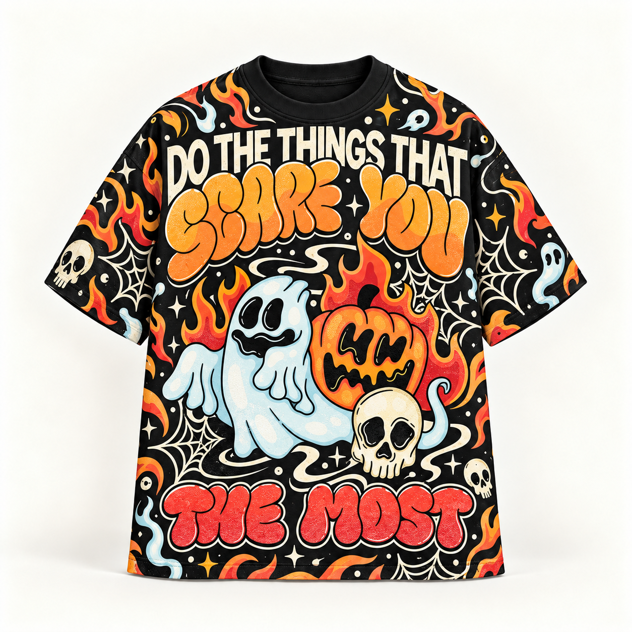 "Do What Scares You" Halloween Ghost Pumpkin All-over print pure cotton t-shirt