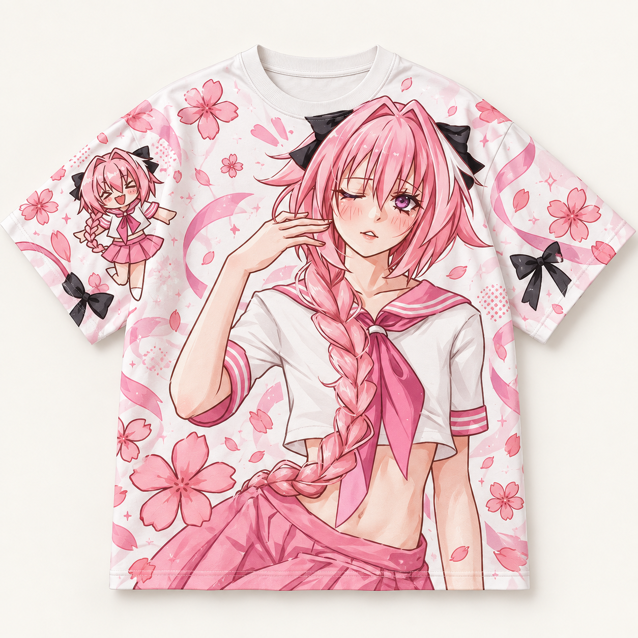 Fate Series Astolfo Sailor Uniform Anime All-over print pure cotton t-shirt