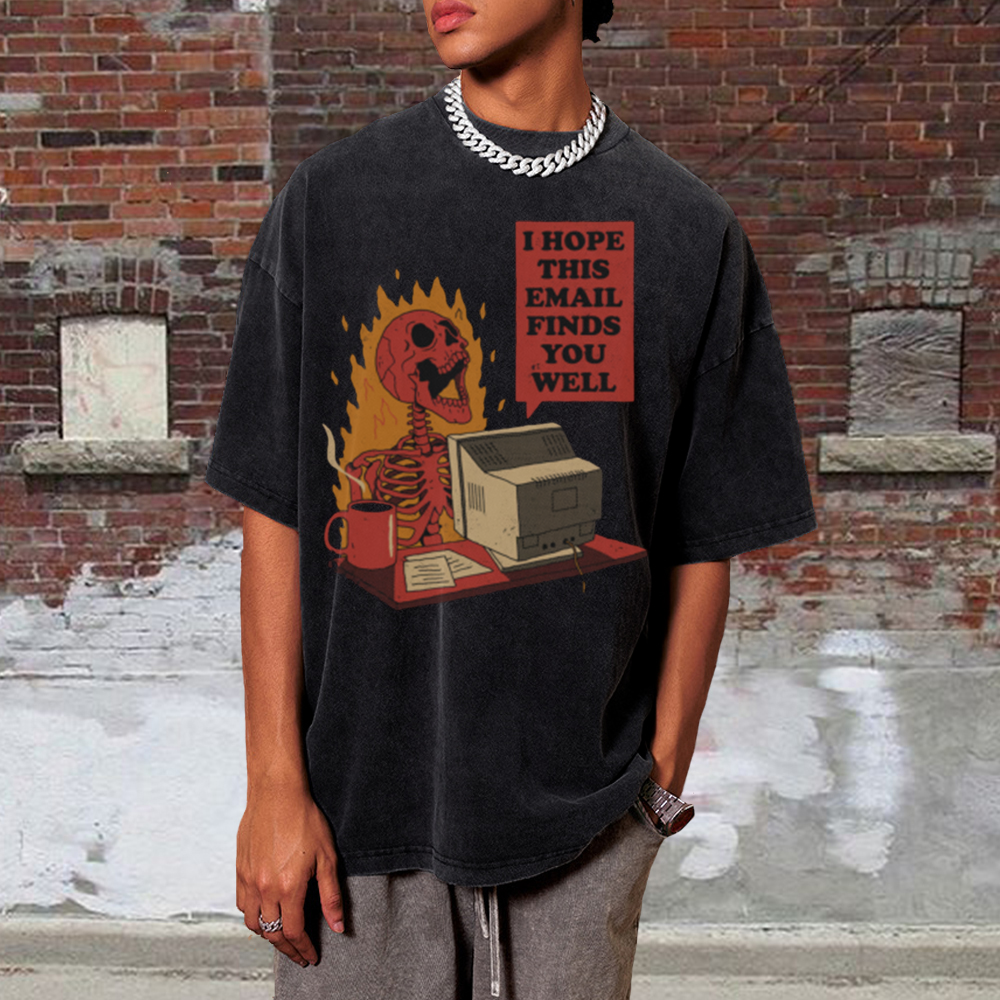 I Hope You Got Mail Unisex Vintage Solid Wash Denim T-Shirts