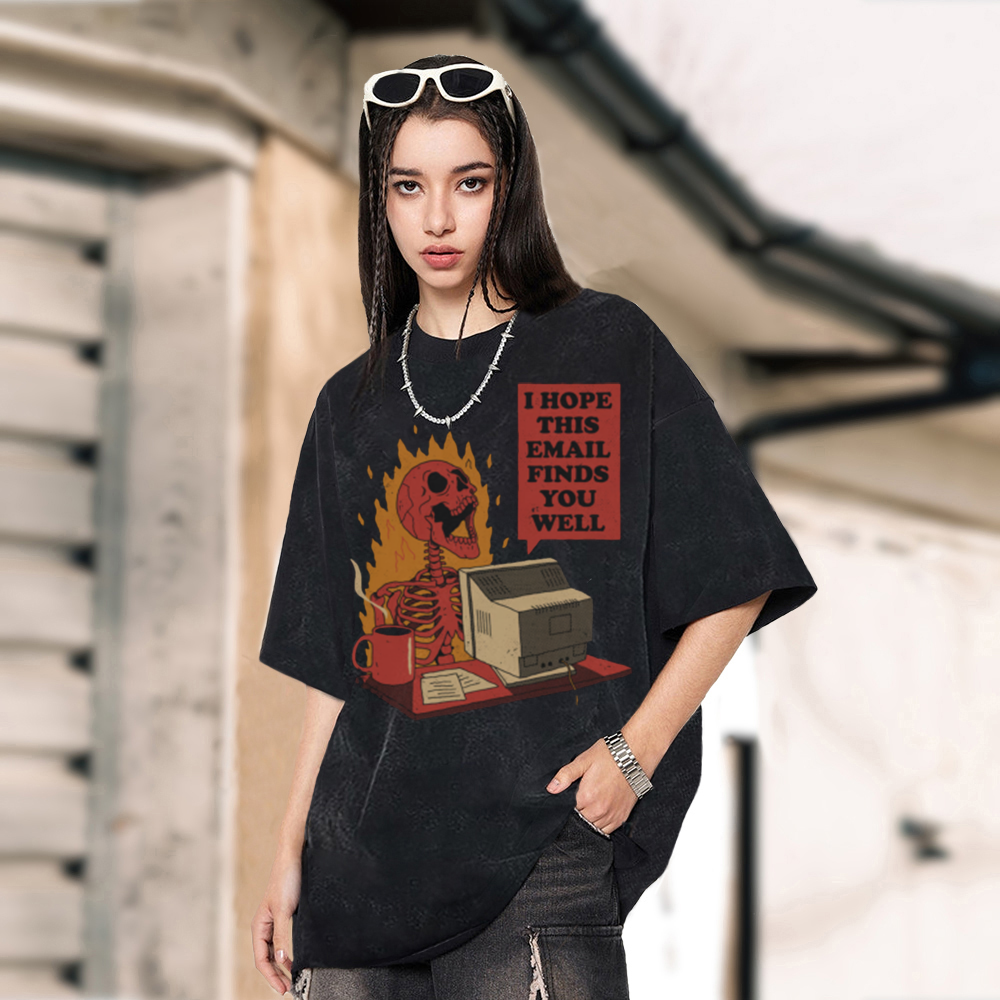 I Hope You Got Mail Unisex Vintage Solid Wash Denim T-Shirts