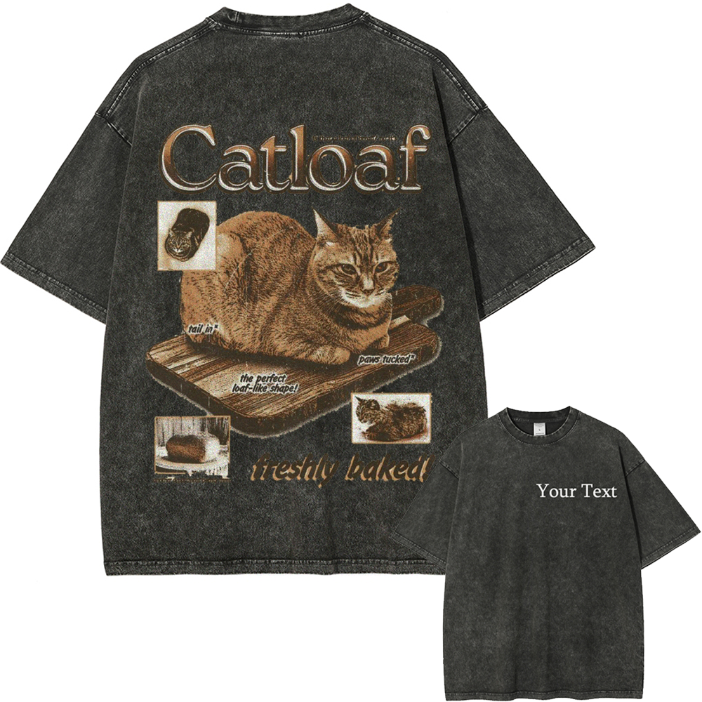 Cat Loaf Customized Unisex Fit Washed T-Shirt