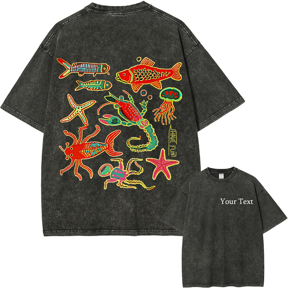 Have Fun Customized Unisex Fit Washed T-Shirt