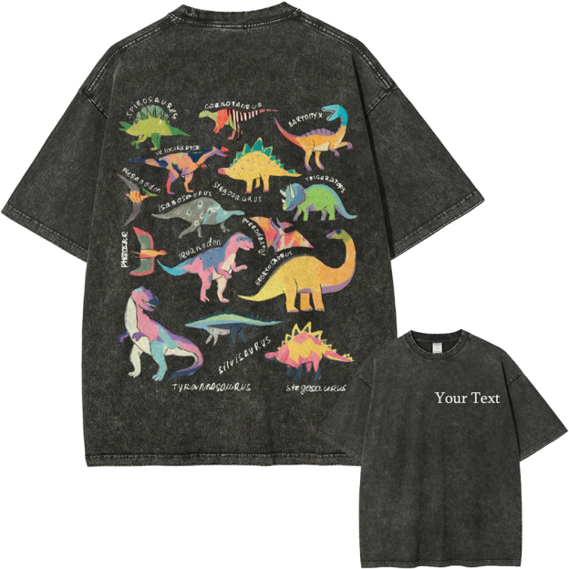 Types Of Dinosaur Customized Unisex Fit Washed T-Shirt