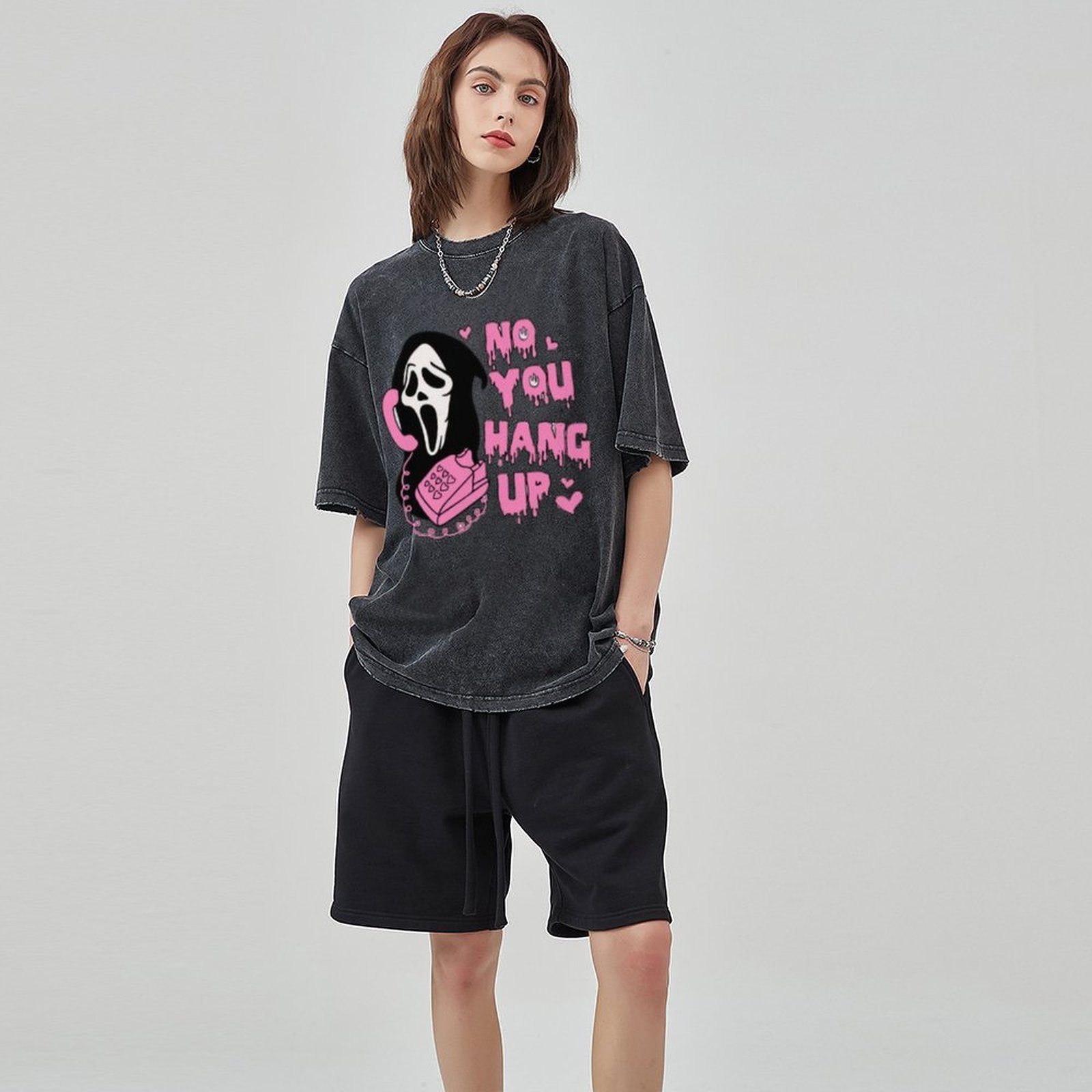 No You Hang Up Unisex Vintage Wash Denim T-Shirts-Print-cool