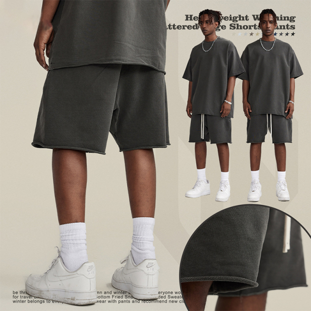 Vintage Unisex Casual Washed Plain Shorts 