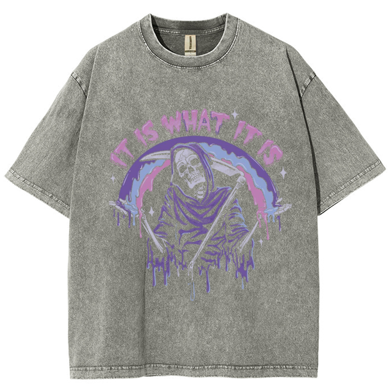 It Is What It Is Unisex Vintage Solid Wash Denim T-Shirts🔥Buy 4 get 5th 50%OFF🔥