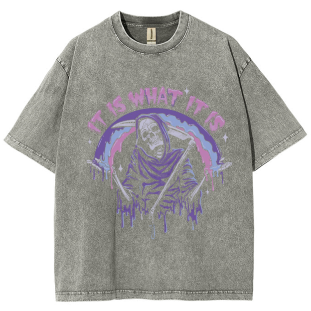 It Is What It Is Unisex Vintage Solid Wash Denim T-Shirts🔥Buy 4 get 5th 50%OFF🔥