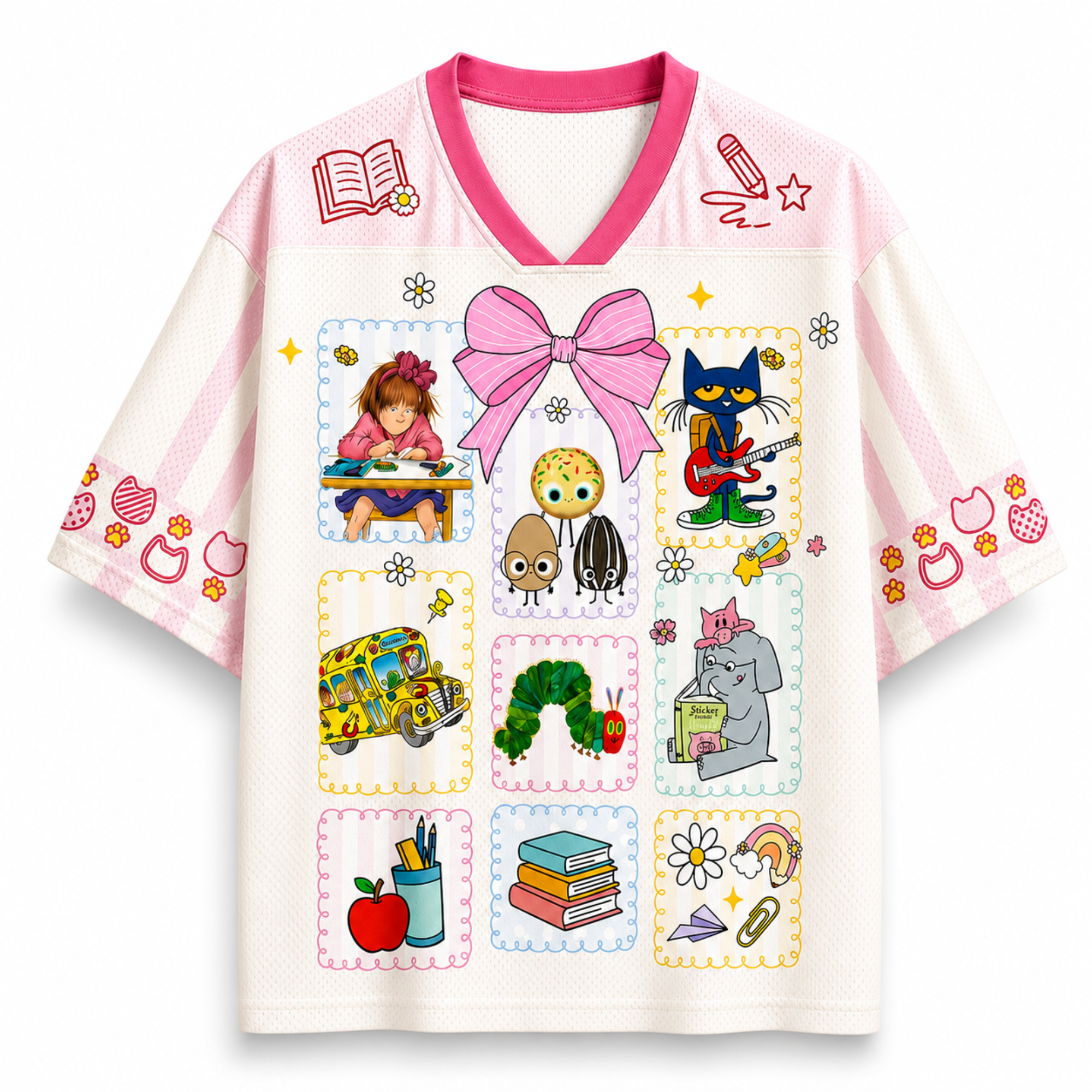 Chaotic Club Children Books Characters Back To School Mesh Jersey