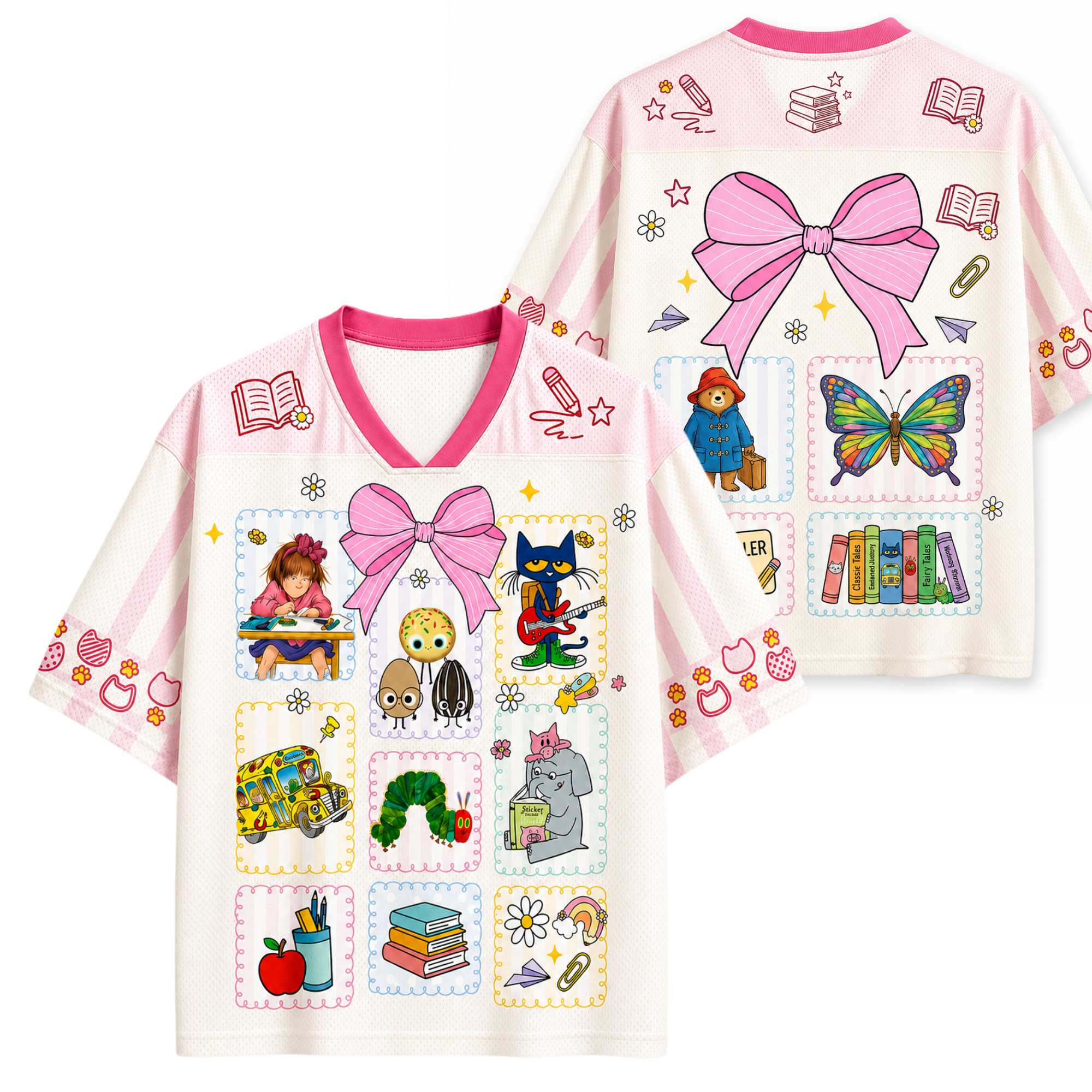 Chaotic Club Children Books Characters Back To School Mesh Jersey