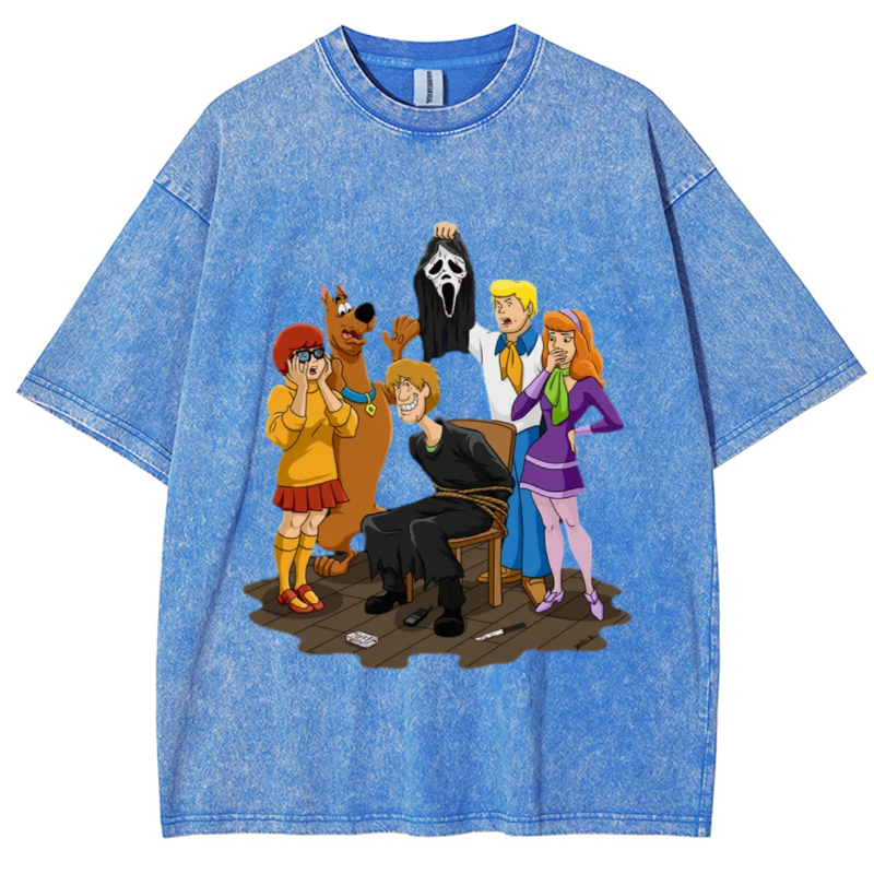 Ghost Face Unisex Vintage Wash Denim T-Shirts