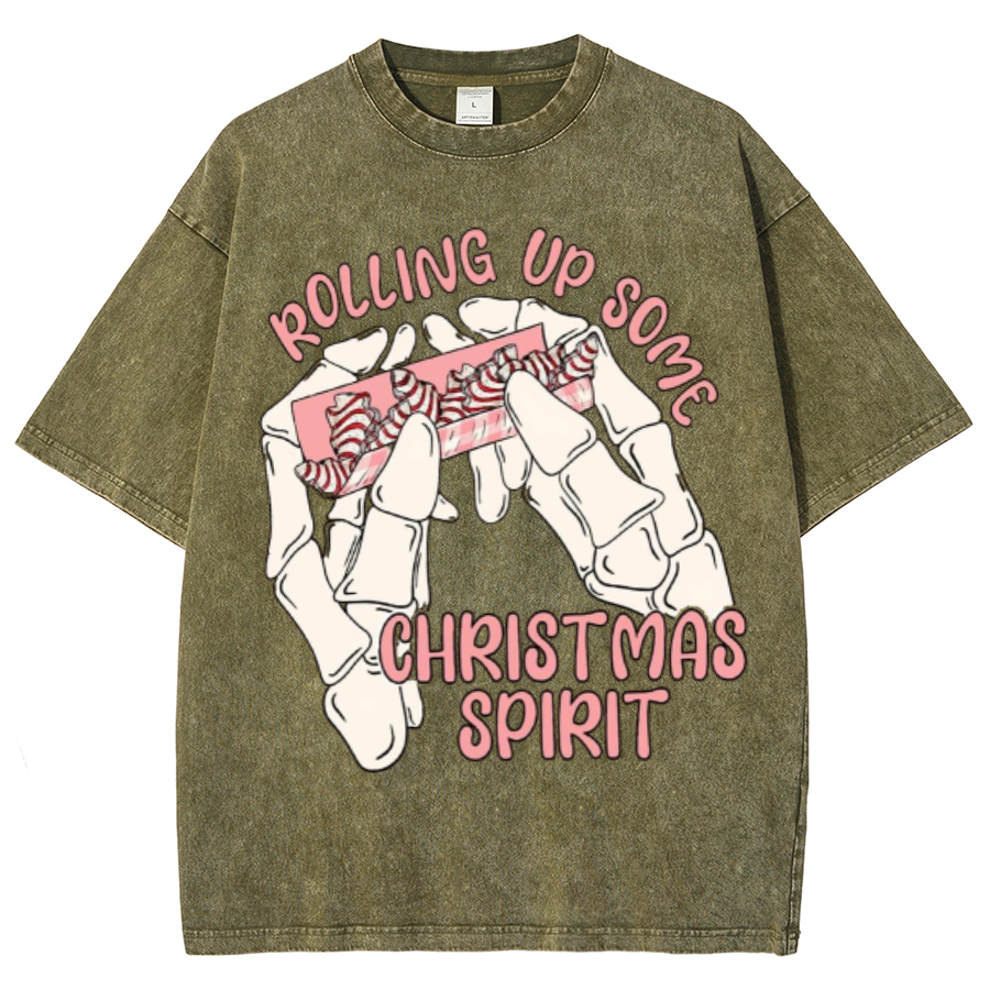 Rolling Up Unisex Oversized Print Vintage Wash Denim T-Shirt-Print-cool