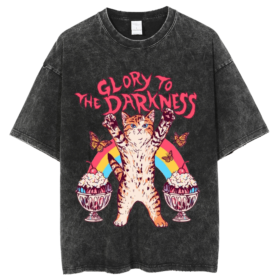 The Darkness Unisex Vintage Wash Denim T-Shirts-Print-cool