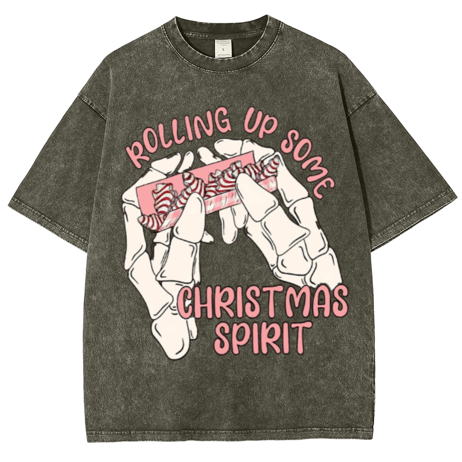 Rolling Up Unisex Oversized Print Vintage Wash Denim T-Shirt-Print-cool
