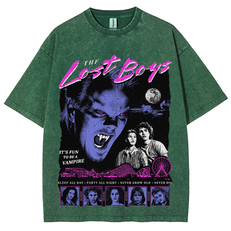 The Lost Unisex Vintage Wash Denim T-Shirts-Print-cool