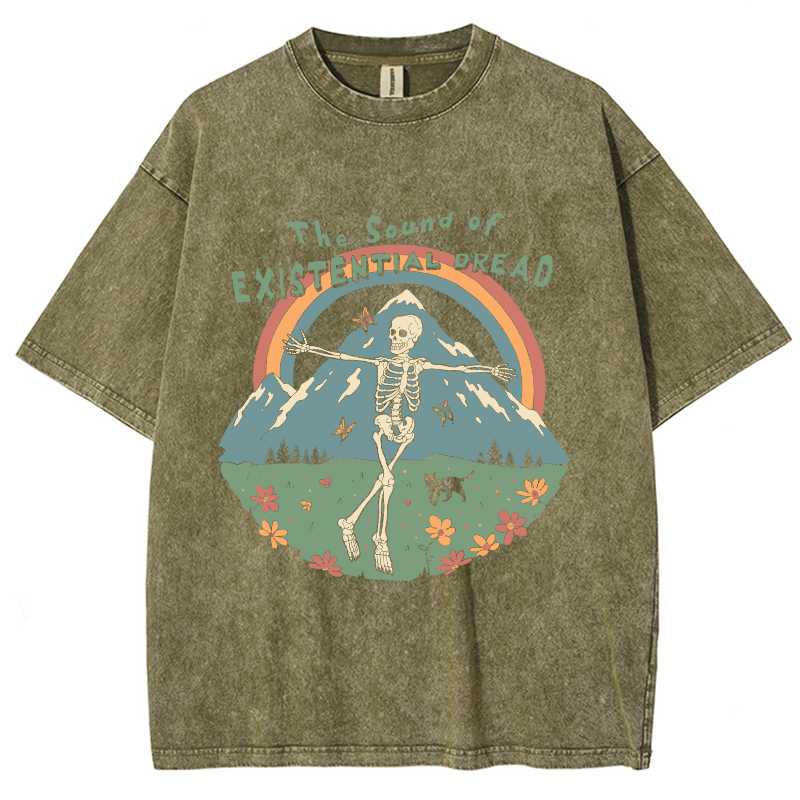 The Sound Of Existential Dread Unisex Vintage Wash Denim T-Shirts-Print-cool