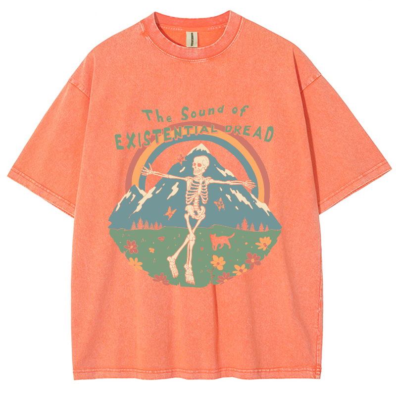 The Sound Of Existential Dread Unisex Vintage Wash Denim T-Shirts-Print-cool