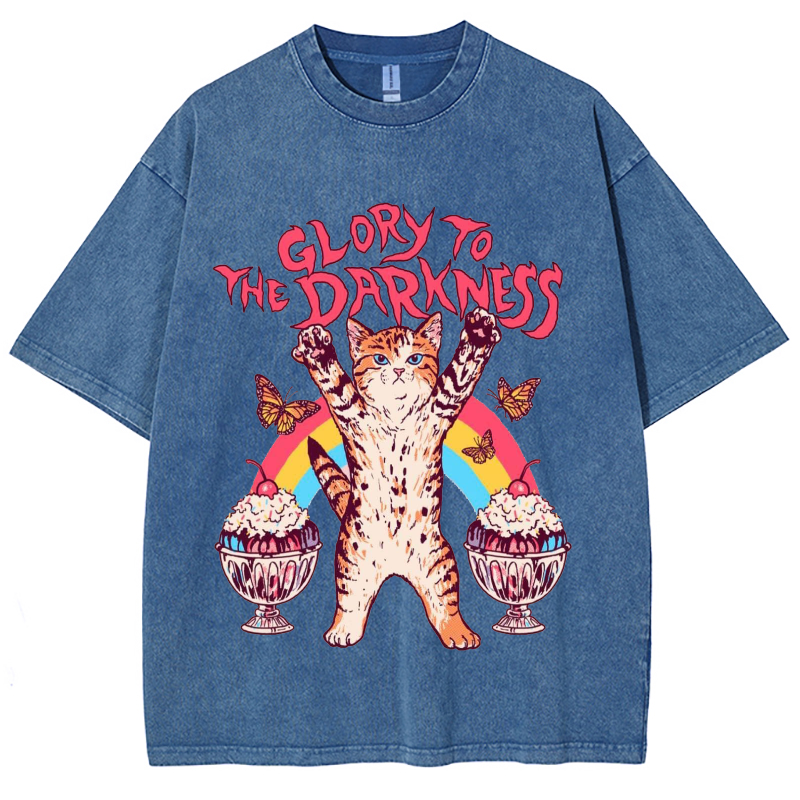 The Darkness Unisex Vintage Wash Denim T-Shirts-Print-cool