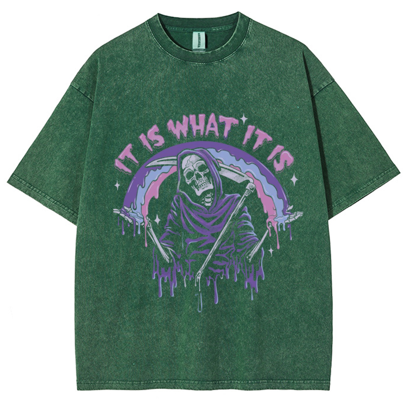 It Is What It Is Unisex Vintage Solid Wash Denim T-Shirts🔥Buy 4 get 5th 50%OFF🔥