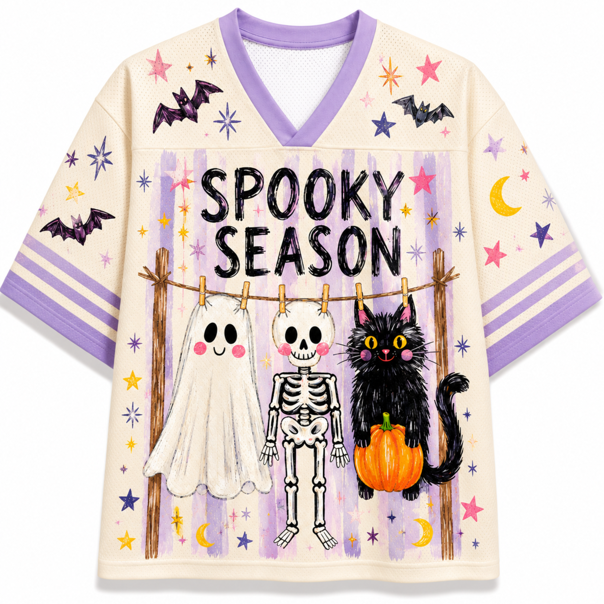 Chaotic Club Preppy Spooky Season Coquette Skeleton Mesh Jersey