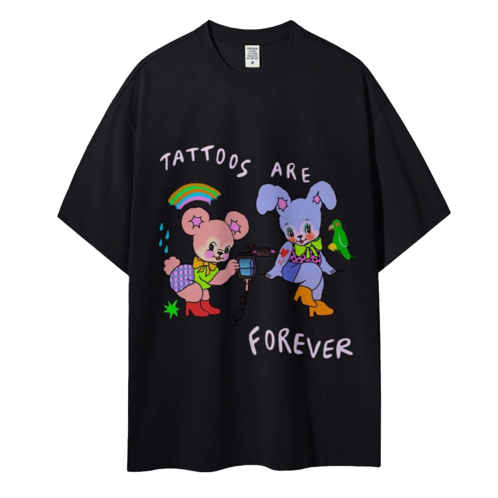 Tattoos Are Forever Women Round Neck Casual Short Sleeve T-Shirt 2405001681