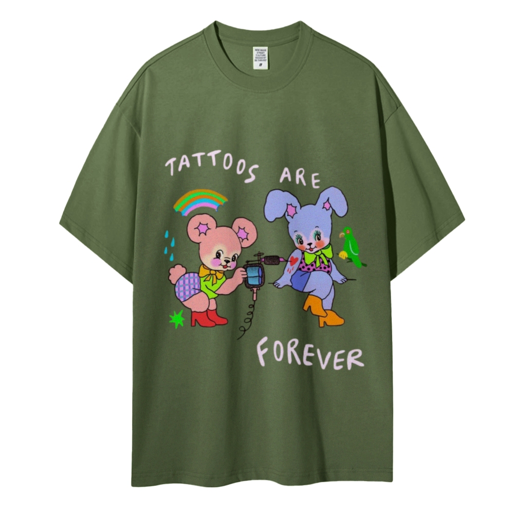 Tattoos Are Forever Women Round Neck Casual Short Sleeve T-Shirt 2405001681