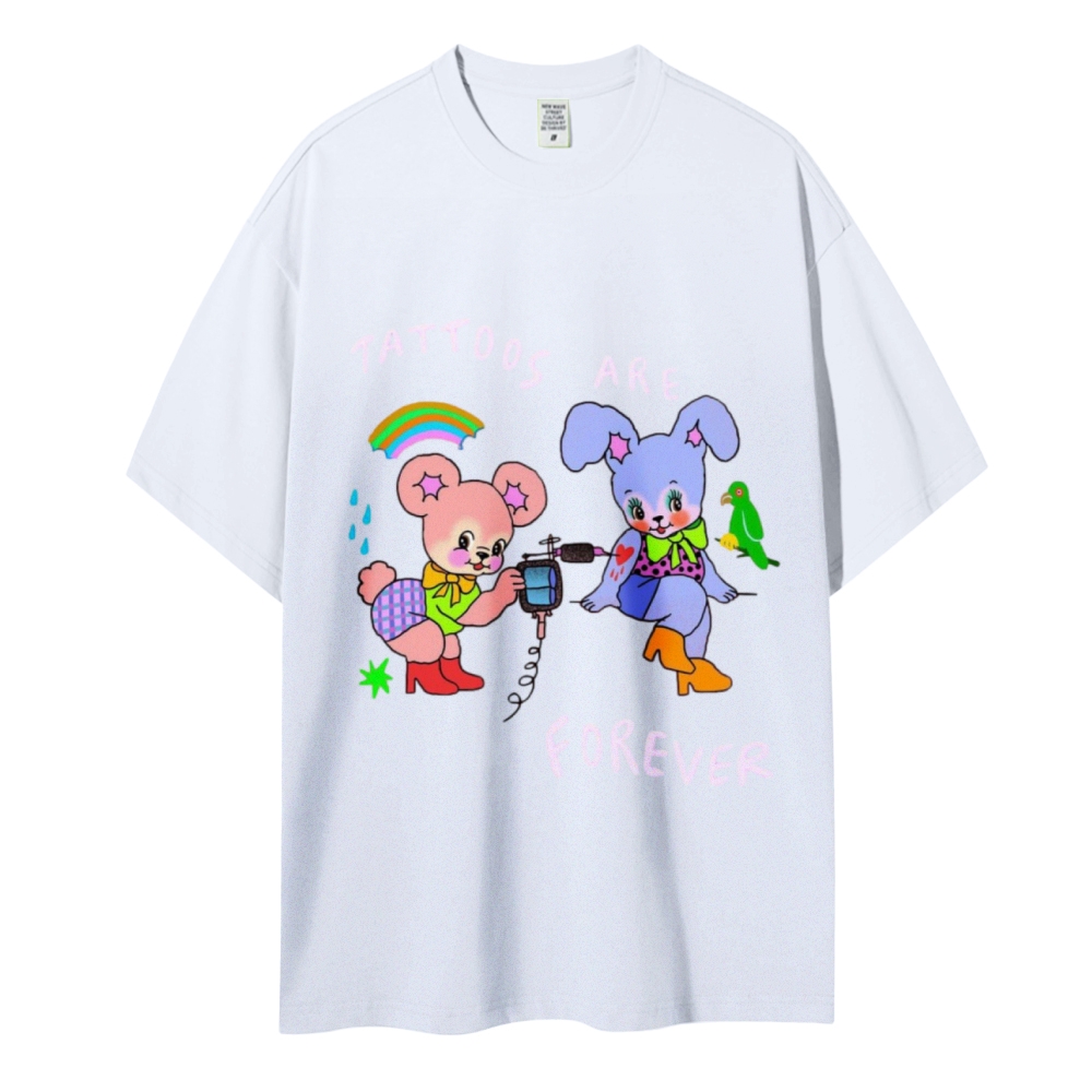 Tattoos Are Forever Women Round Neck Casual Short Sleeve T-Shirt 2405001681