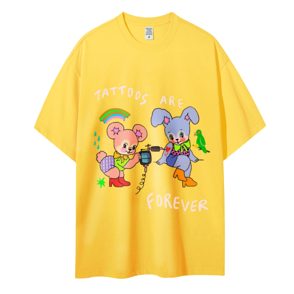 Tattoos Are Forever Women Round Neck Casual Short Sleeve T-Shirt 2405001681