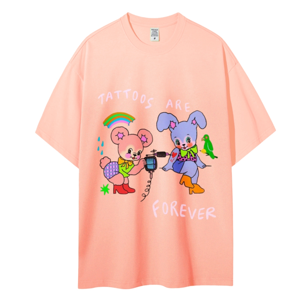 Tattoos Are Forever Women Round Neck Casual Short Sleeve T-Shirt 2405001681