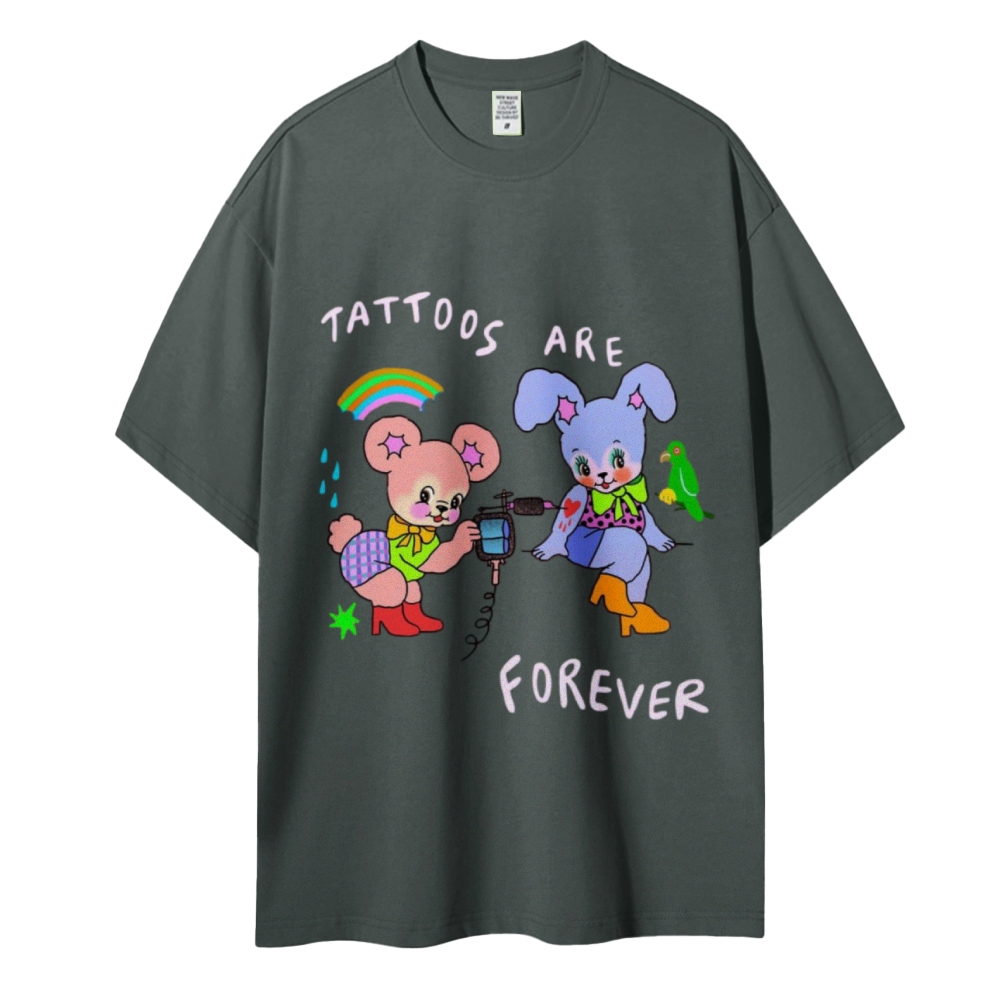 Tattoos Are Forever Women Round Neck Casual Short Sleeve T-Shirt 2405001681