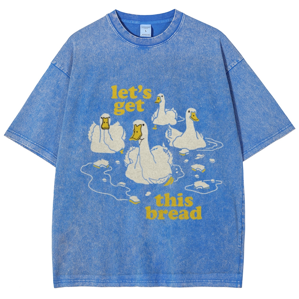 Let's Get This Bread Unisex Oversized Print Vintage Wash Denim T-Shirt