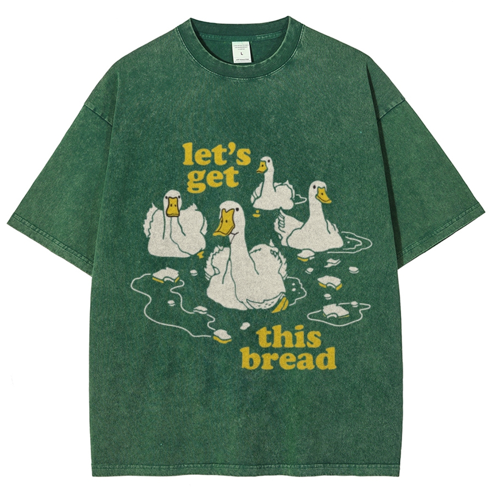 Let's Get This Bread Unisex Oversized Print Vintage Wash Denim T-Shirt