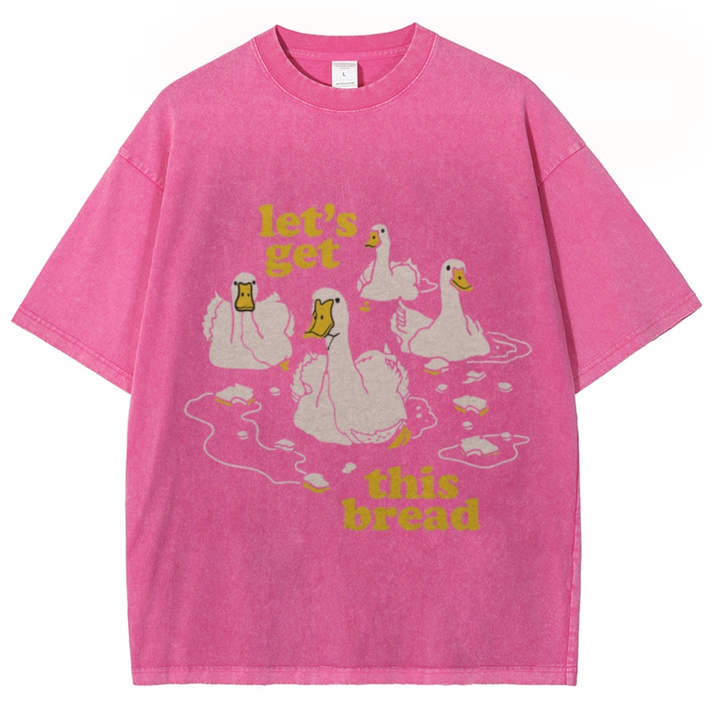 Let's Get This Bread Unisex Oversized Print Vintage Wash Denim T-Shirt