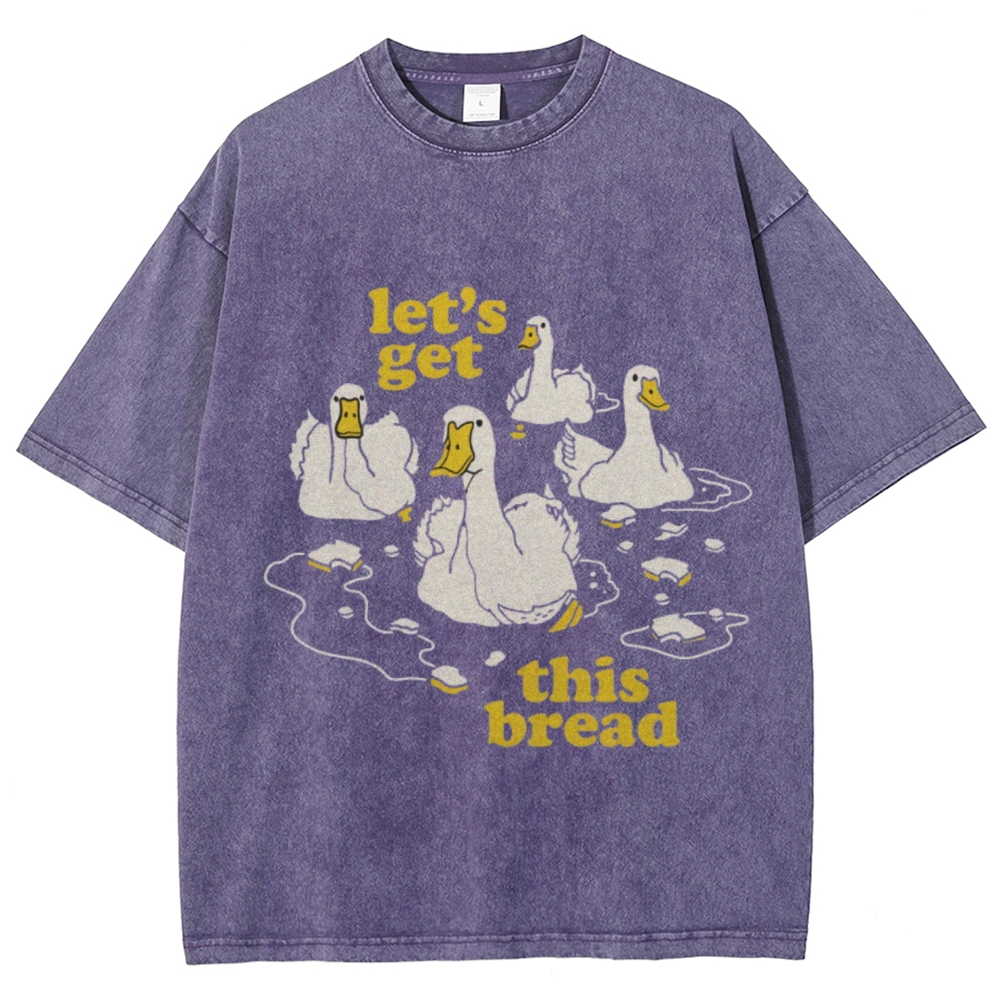 Let's Get This Bread Unisex Oversized Print Vintage Wash Denim T-Shirt