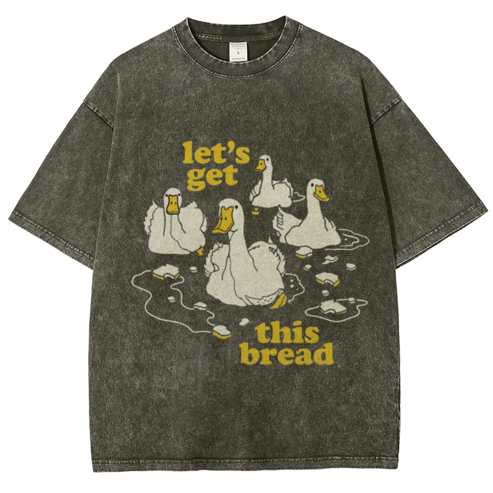 Let's Get This Bread Unisex Oversized Print Vintage Wash Denim T-Shirt