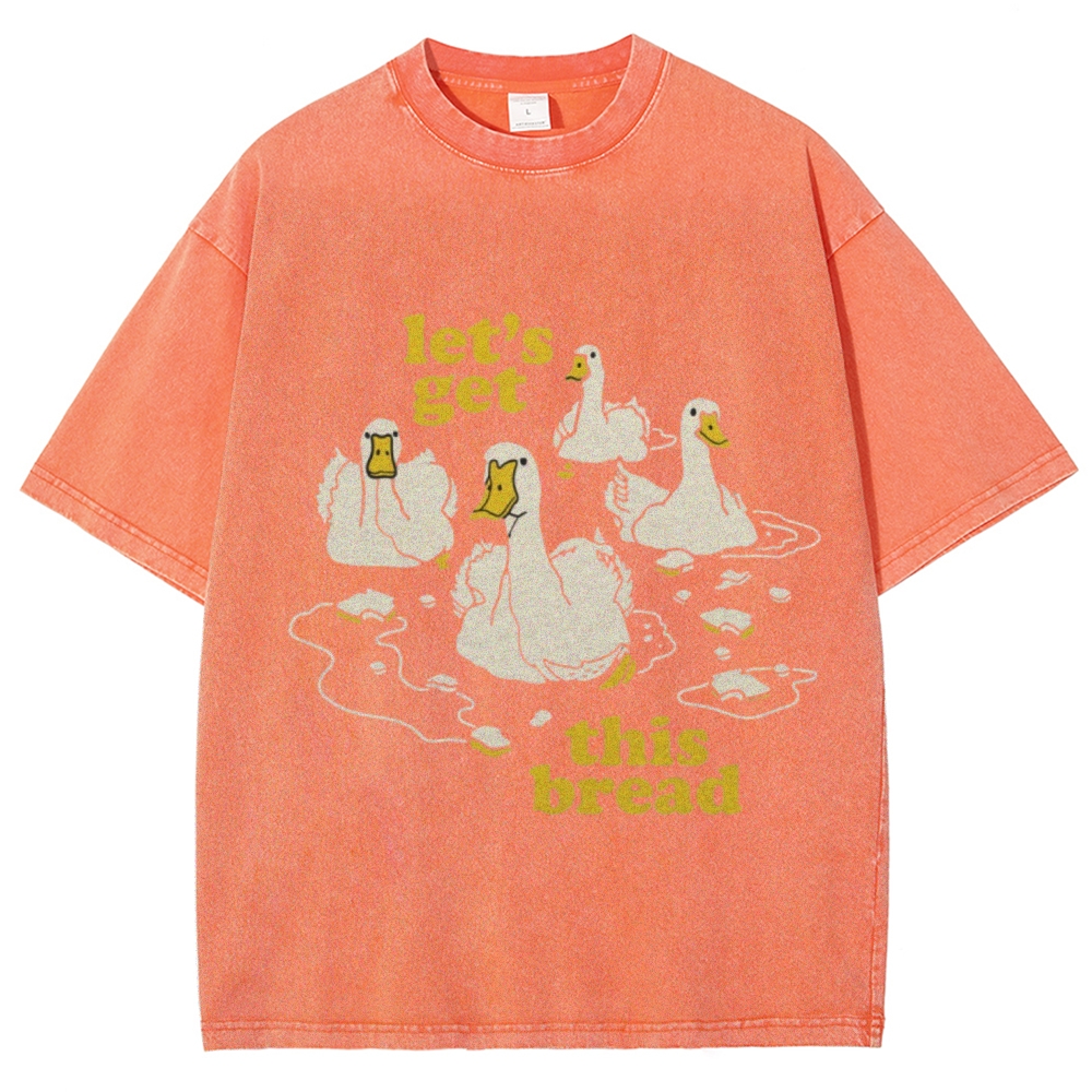 Let's Get This Bread Unisex Oversized Print Vintage Wash Denim T-Shirt
