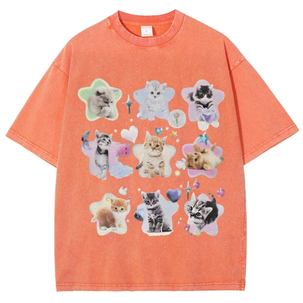 Star Baby Cats Unisex Vintage Washed Tee