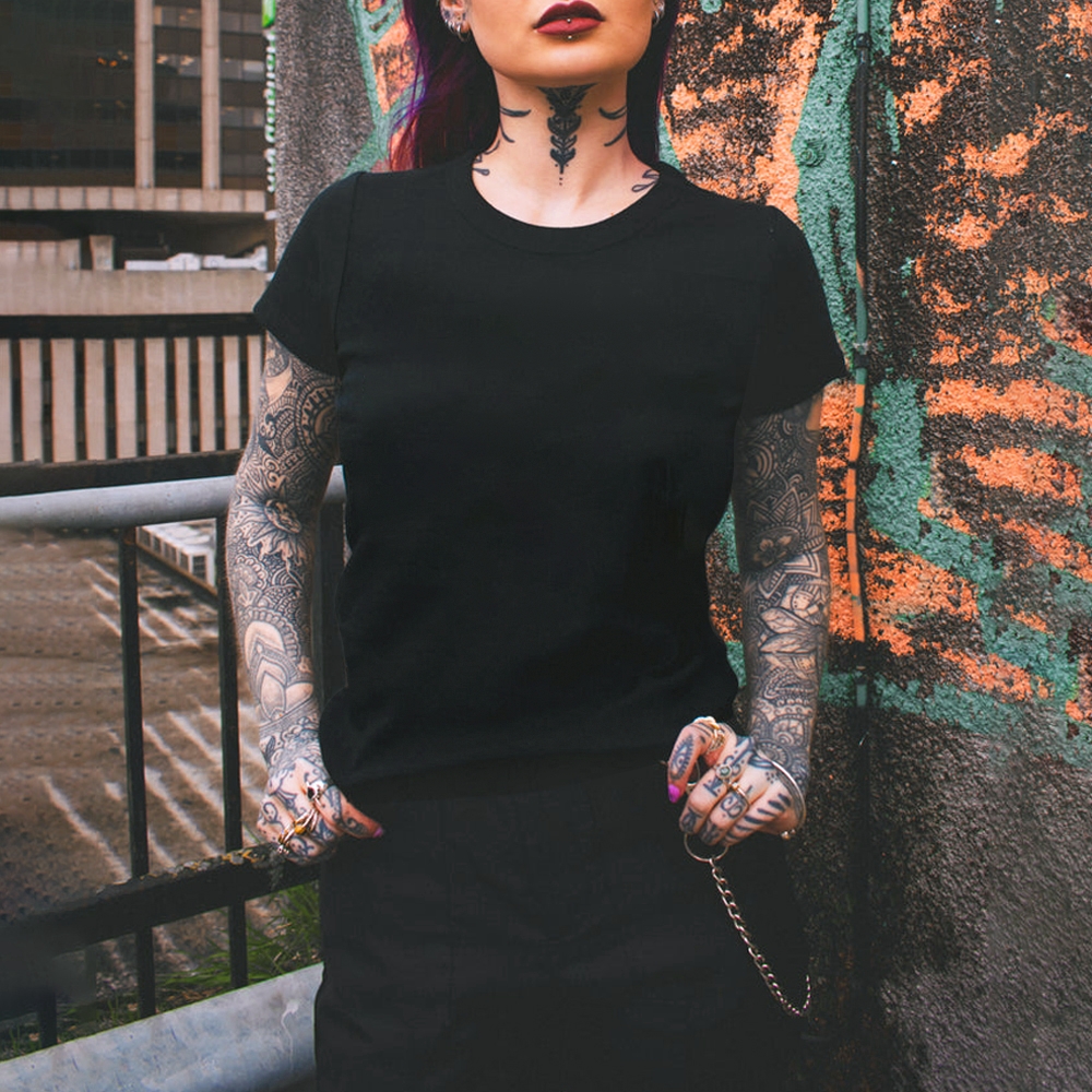 Blank Women Round Neck Casual Short Sleeve T-Shirt