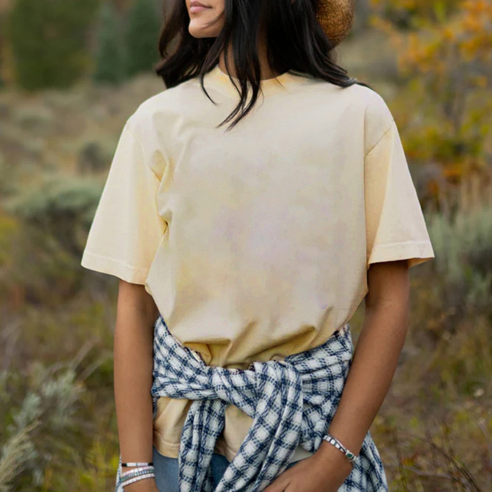 Blank Women Round Neck Casual Short Sleeve T-Shirt