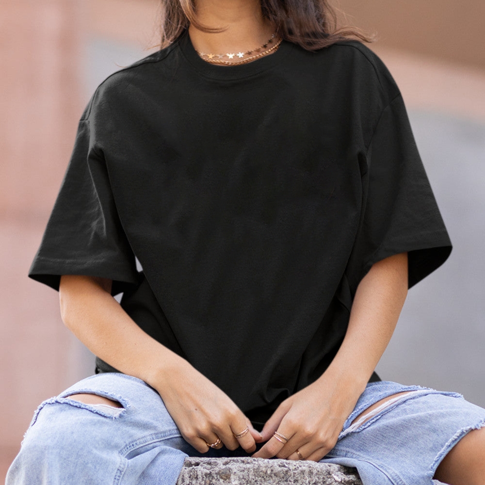 Blank Women Round Neck Casual Short Sleeve T-Shirt