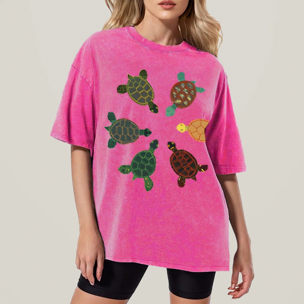 Turtle Circle Unisex Vintage Washed Tee