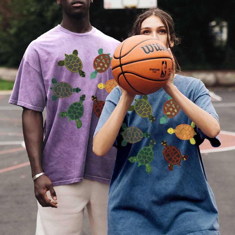 Turtle Circle Unisex Vintage Washed Tee