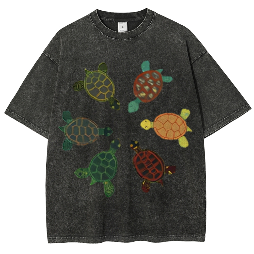 Turtle Circle Unisex Vintage Washed Tee