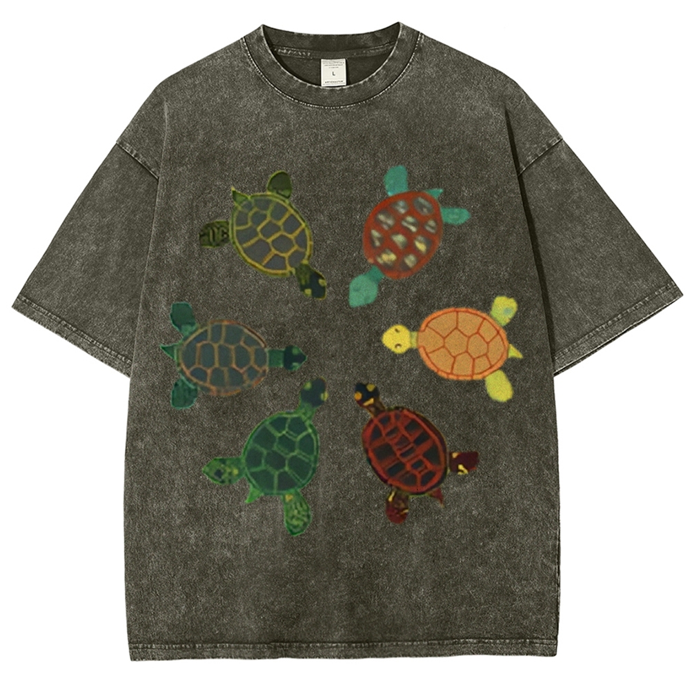 Turtle Circle Unisex Vintage Washed Tee