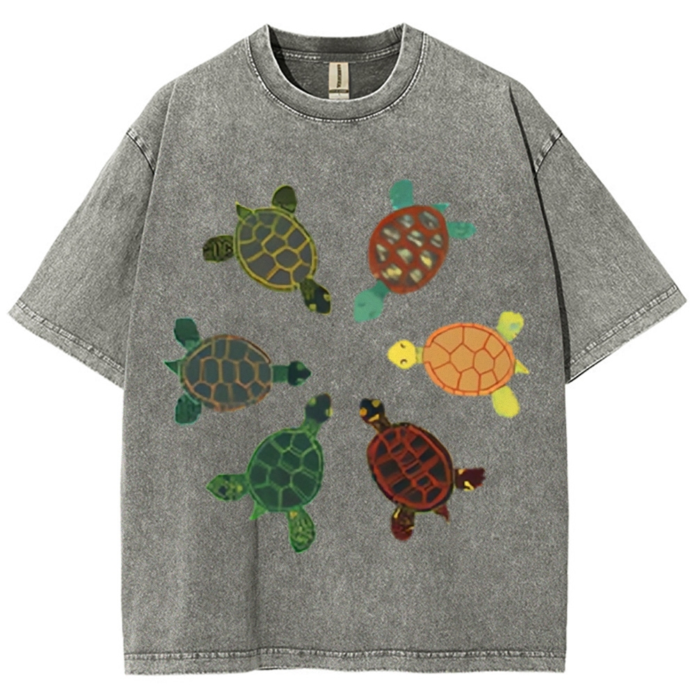 Turtle Circle Unisex Vintage Washed Tee