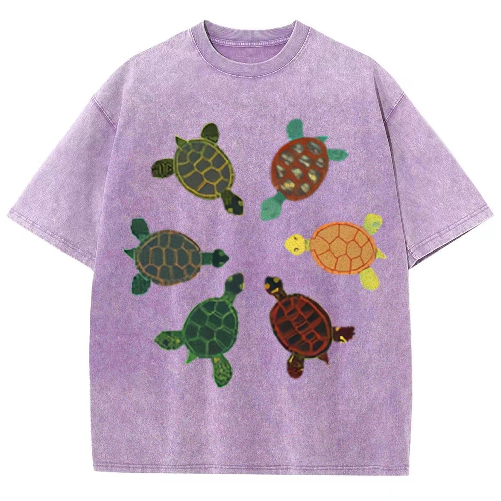 Turtle Circle Unisex Vintage Washed Tee