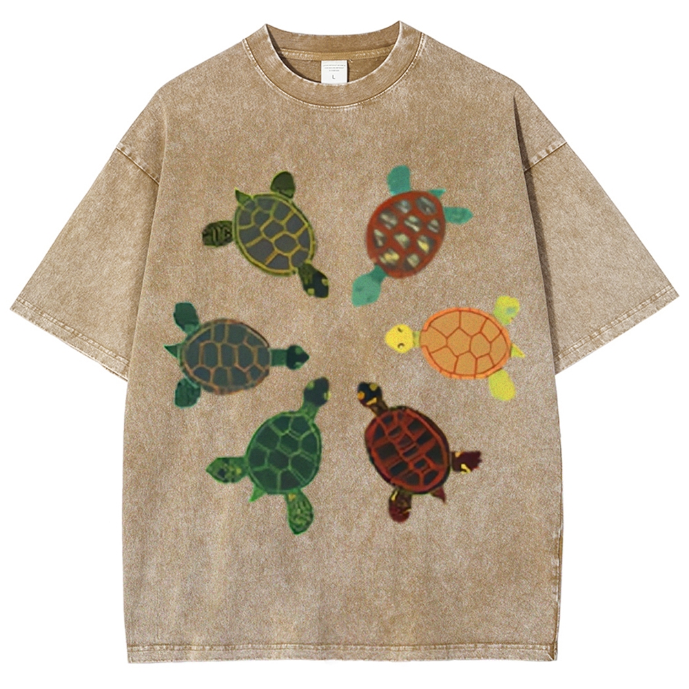 Turtle Circle Unisex Vintage Washed Tee