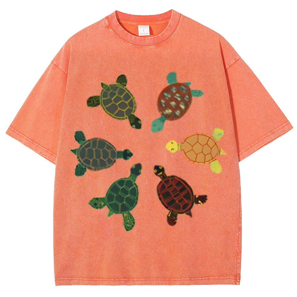 Turtle Circle Unisex Vintage Washed Tee
