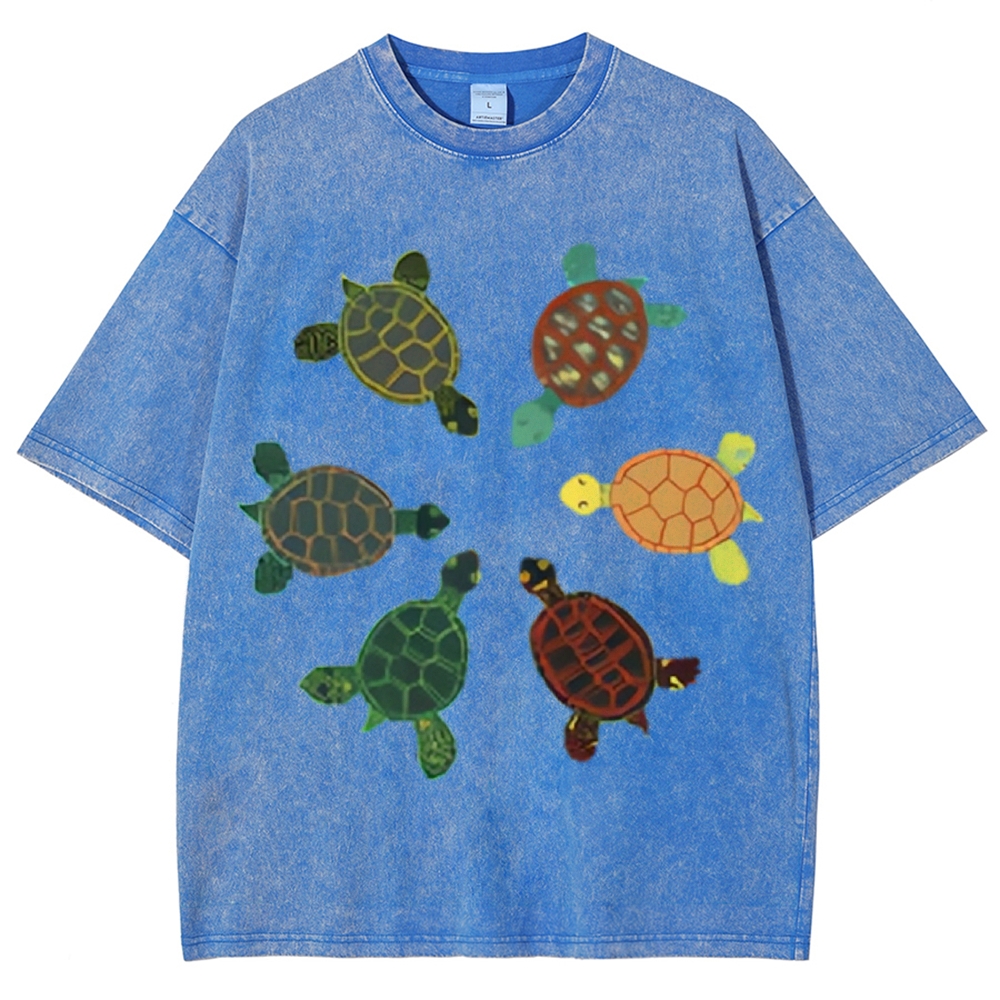 Turtle Circle Unisex Vintage Washed Tee